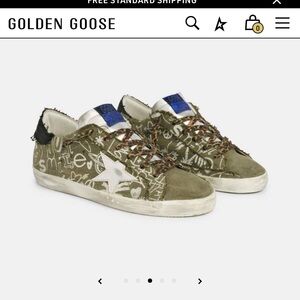 Golden Goose Khaki Sneakers with White Star